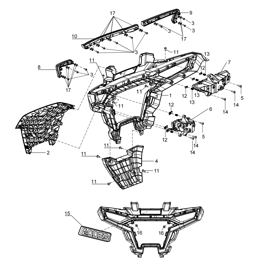 DIAGRAM 2025 AODES FRONT PLASTIC-2 F17