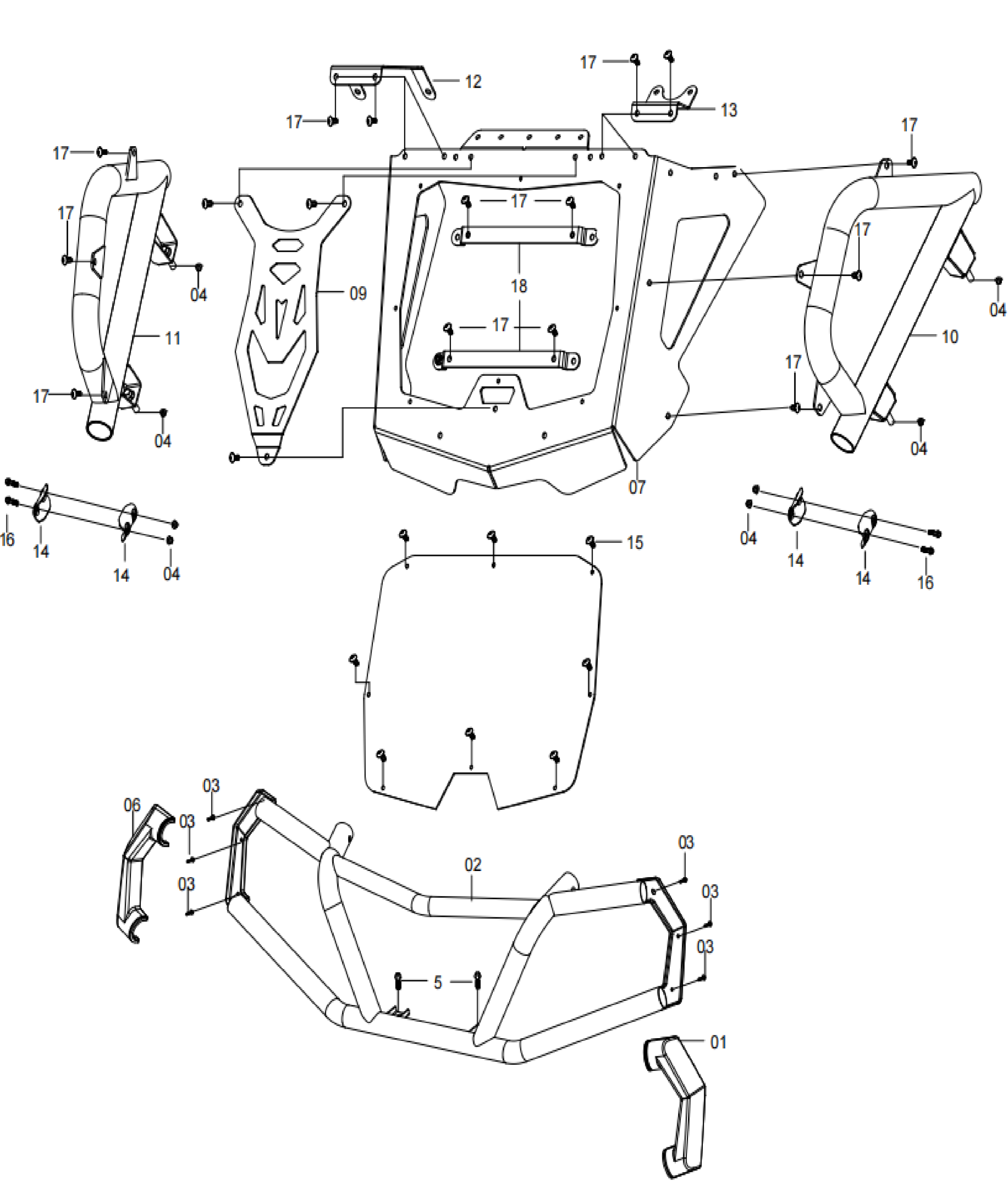 DIAGRAM 2025 AODES  FRONT RACKS&FRONT BUMPER F21