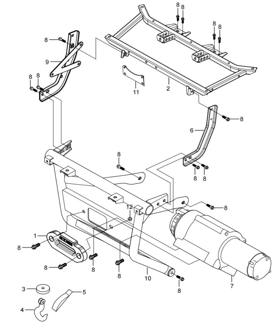 DIAGRAM 2025 AODES FRONT WINCH ASSY (WITH FRONT BUMPER) F23