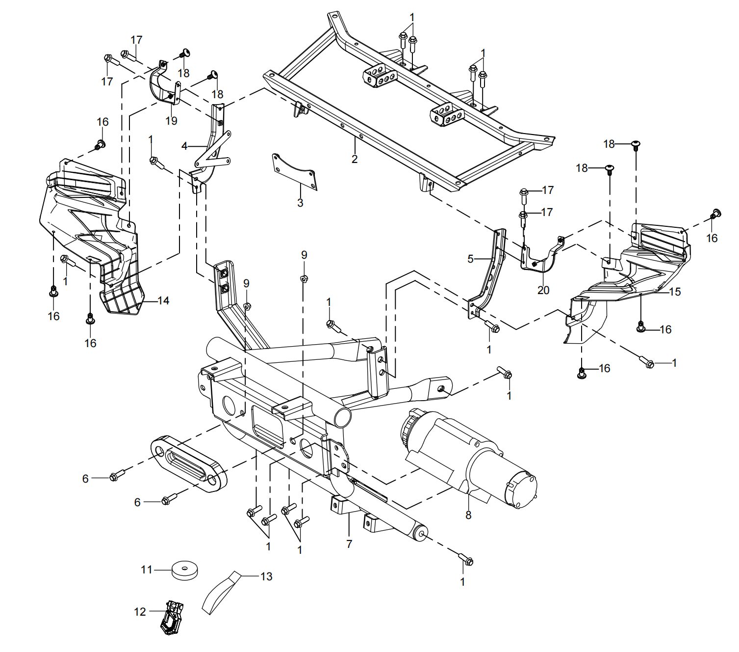 DIAGRAM 2026 AODES FRONT WINCH ASSY (WITH FRONT BUMPER) F23